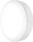 Bela, okrogla LED-svetilka z mehko svetlobo na beli podlagi.