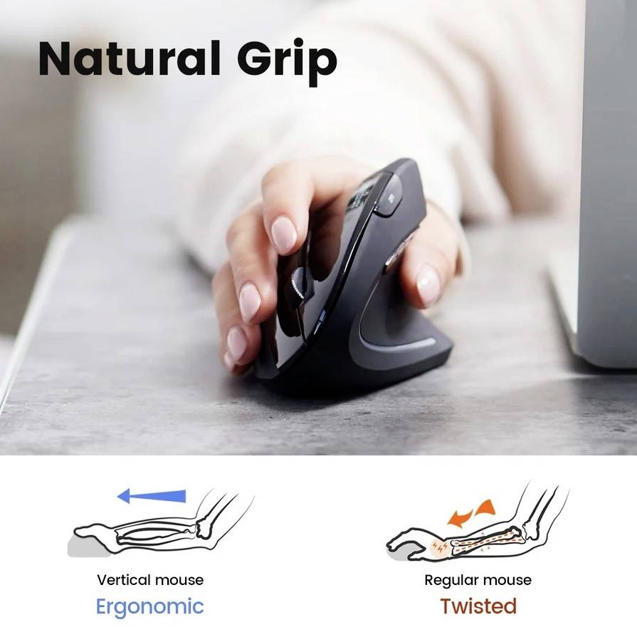 Perixx PERIMICE-813 ergonomska miška brezžično, Bluetooth® črna 800 dpi, 1200 dpi, 1600 dpi-3