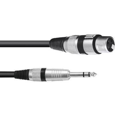 Slika XLR-kabla in 6,3-mm priključnega kabla, oba črna s srebrnimi priključki, na beli podlagi.