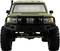 Zelen terenski avtomobil z robustnimi pnevmaticami in črno zaščitno rešetko na sprednji strani, posnetek od spredaj.