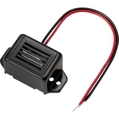 Električni element z dvema priključenima kabloma, enim rdečim in enim črnim, na beli podlagi.