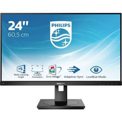 Philipsov monitor z 24-palčnim (60,5 cm) zaslonom, prikazuje simbole IPS-tehnologije, brezmejno oblikovanje, SmartImage, prilagodljivo sinhronizacijo in način LowBlue.