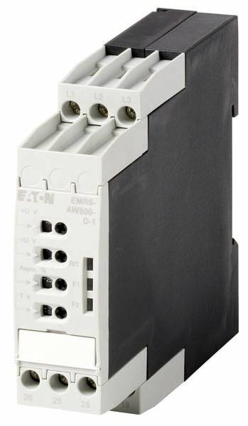 Sivo-črn električni rele modul z več priključki in označenimi funkcijami na sprednji strani.