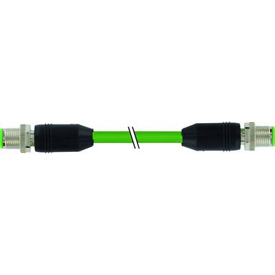 Zeleni kabel s črnimi priključki na obeh koncih, ločen z diagonalno črto na sredini.