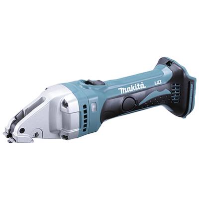 Brezžično, modro električno orodje, verjetno rezalnik kovin znamke Makita, z ergonomskim ročajem in zamenljivimi rezili.