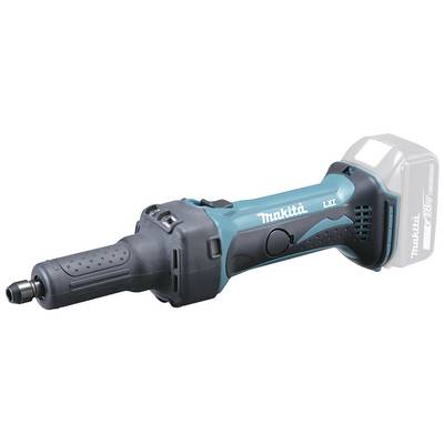 Brezžično modro-črno orodje, verjetno kotni brusilnik znamke Makita, z ergonomskim ročajem za brušenje ali rezanje.