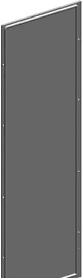 Siva, pravokotna plošča z ozkim okvirjem in več vijaki vzdolž robov.