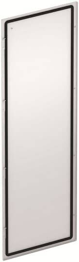 Pravokotno talno gretje z belo površino in črnim robom, postavljeno pokončno.