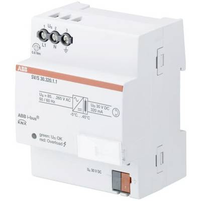 ABB i-bus KNX napajalni modul, primeren za 85-265 V AC, 30 V DC, z priključki in temperaturnim razponom od -5°C do 45°C.