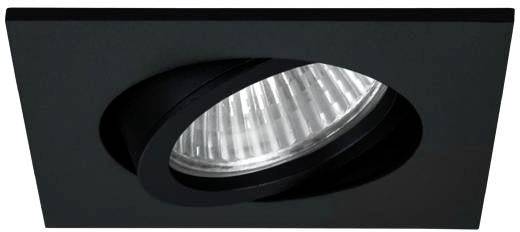 Pravokotna vgradna svetilka s črnim okvirjem z osrednjim okroglim, nastavljiv LED-reflektor v modernem, minimalistične oblike.