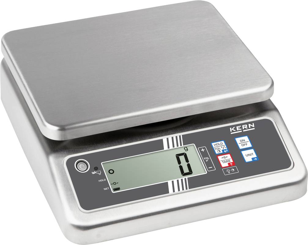 Digitalna kuhinjska tehtnica iz nerjavečega jekla z LCD prikazovalnikom, ki kaže '0 g'. Tipke za taro, vklop/izklop in merske enote.