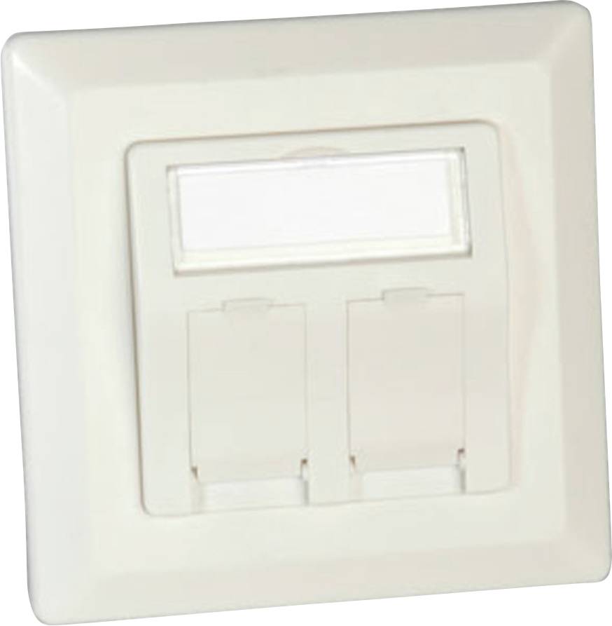 Bela omara za Ethernet vtičnice z dvema priključkoma za omrežne povezave. Idealna za vgradnjo v stenske plošče.