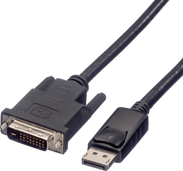 Roline DisplayPort priključni kabel DisplayPort vtič, DVI-D 24+1-polni vtič 2.00 m črna 11.04.5772 zaščiten DisplayPort kabel