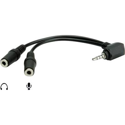 Avdio razcepni kabel z dvema priključkoma za slušalke in mikrofon ter 3,5-mm vtičem, primeren za avdio povezave.