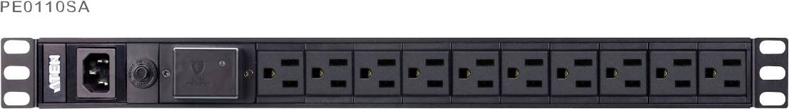 Električni razdelilec z osmimi vtičnicami in stikalom za vklop/izklop, model 'PE0110SA'.