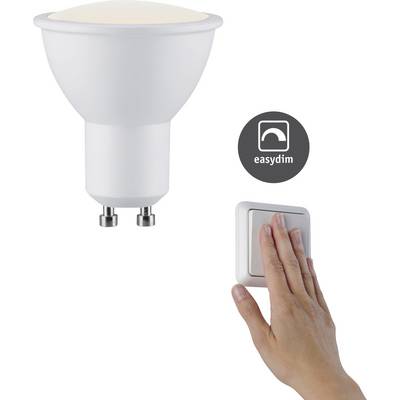Bela LED-žarnica poleg stikala za luč, ki jo drži roka. Simbol prikazuje 'easydim', kar nakazuje na zatemnljivo osvetlitev.