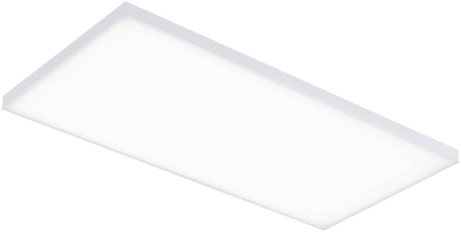 Pravokotna LED stropna svetilka z enakomerno porazdelitvijo svetlobe, primerna za svetle, moderne notranje prostore.