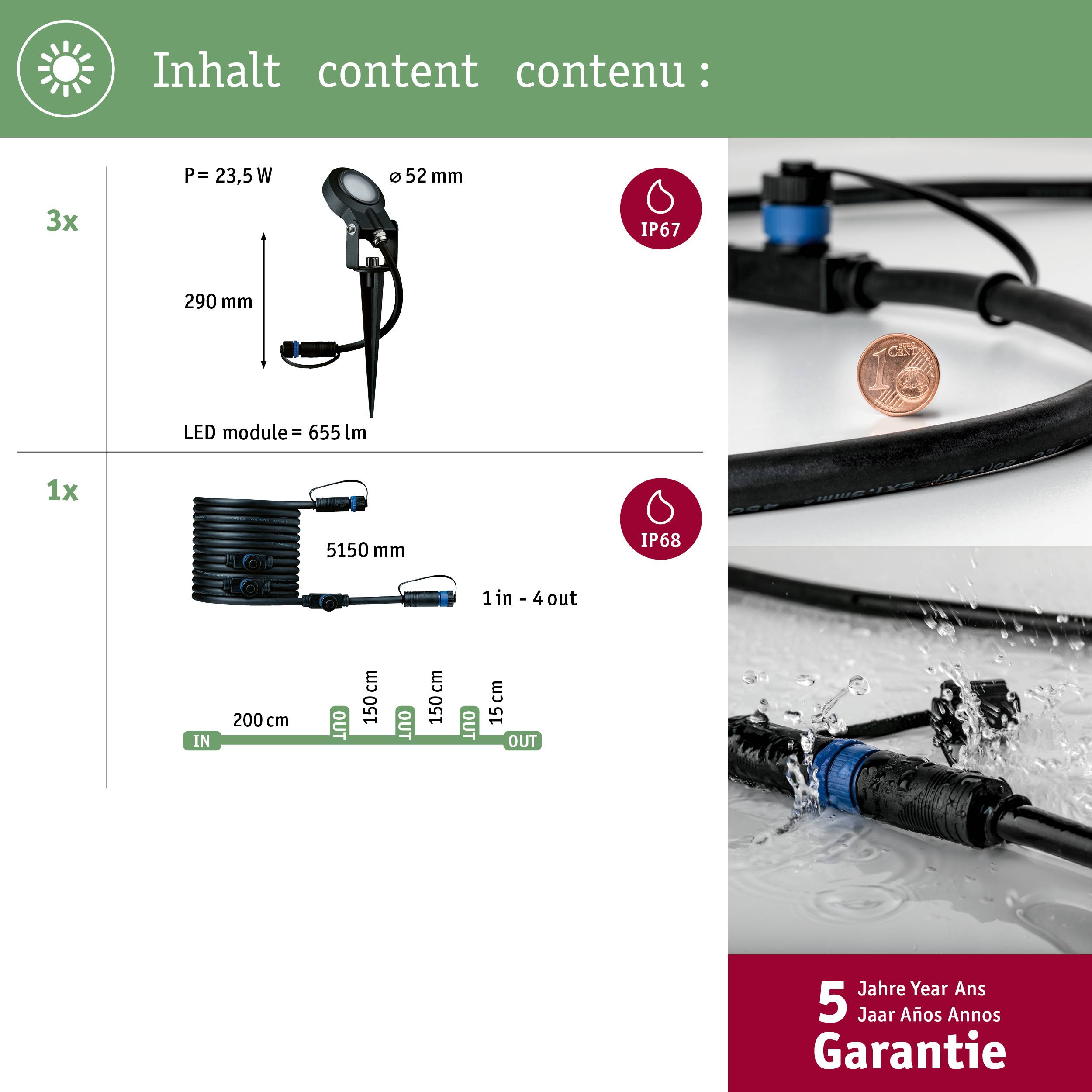 Žaromet z 23,5 W, višine 290 mm, IP67; LED modul, 655 lm, IP68 na 1 m kablu. 5 let garancije.