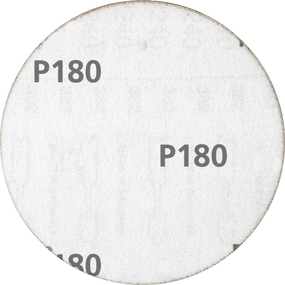 Brusilni disk za brusilni stroj, granulacija P180, okrogla oblika, bel material. Primeren za fine brušenje lesa ali kovine.