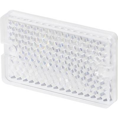 Pravokoten, prozoren reflektor z rombastim vzorcem, pretežno v beli barvi, na beli podlagi.