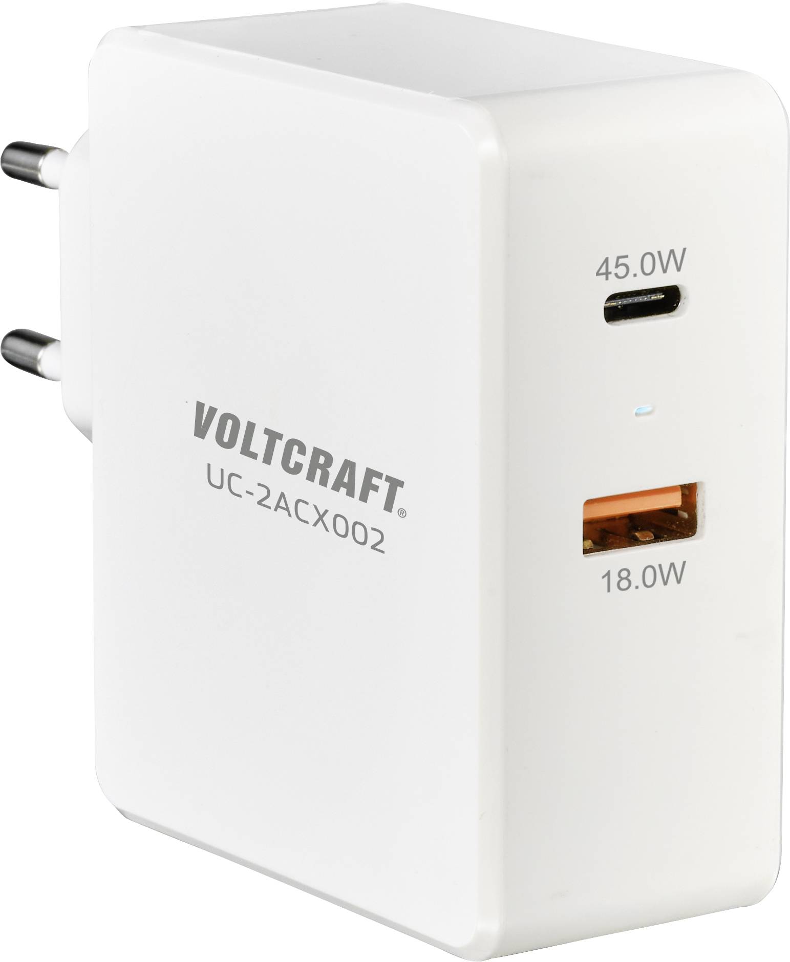 VOLTCRAFT UC-2ACX002 USB napajalnik 45 W, 63 W USB, USB-C® vtičnica (power delivery) bela vtičnica