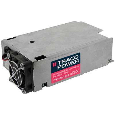 Kovinski napajalnik znamke 'TRACO POWER', model 'TPP 450-124B-M', z ventilatorjem na strani; vhod: 100-240VAC, izhod: 24VDC/18.8A.