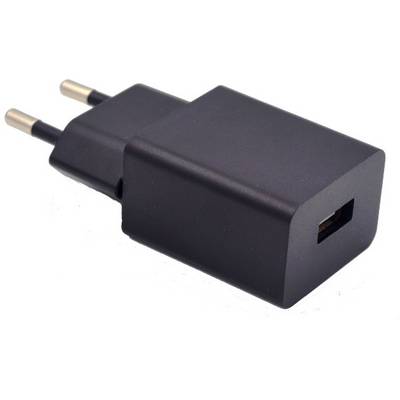 Črn USB polnilec z evropskimi vtiči, primeren za mobilne telefone in druge elektronske naprave.
