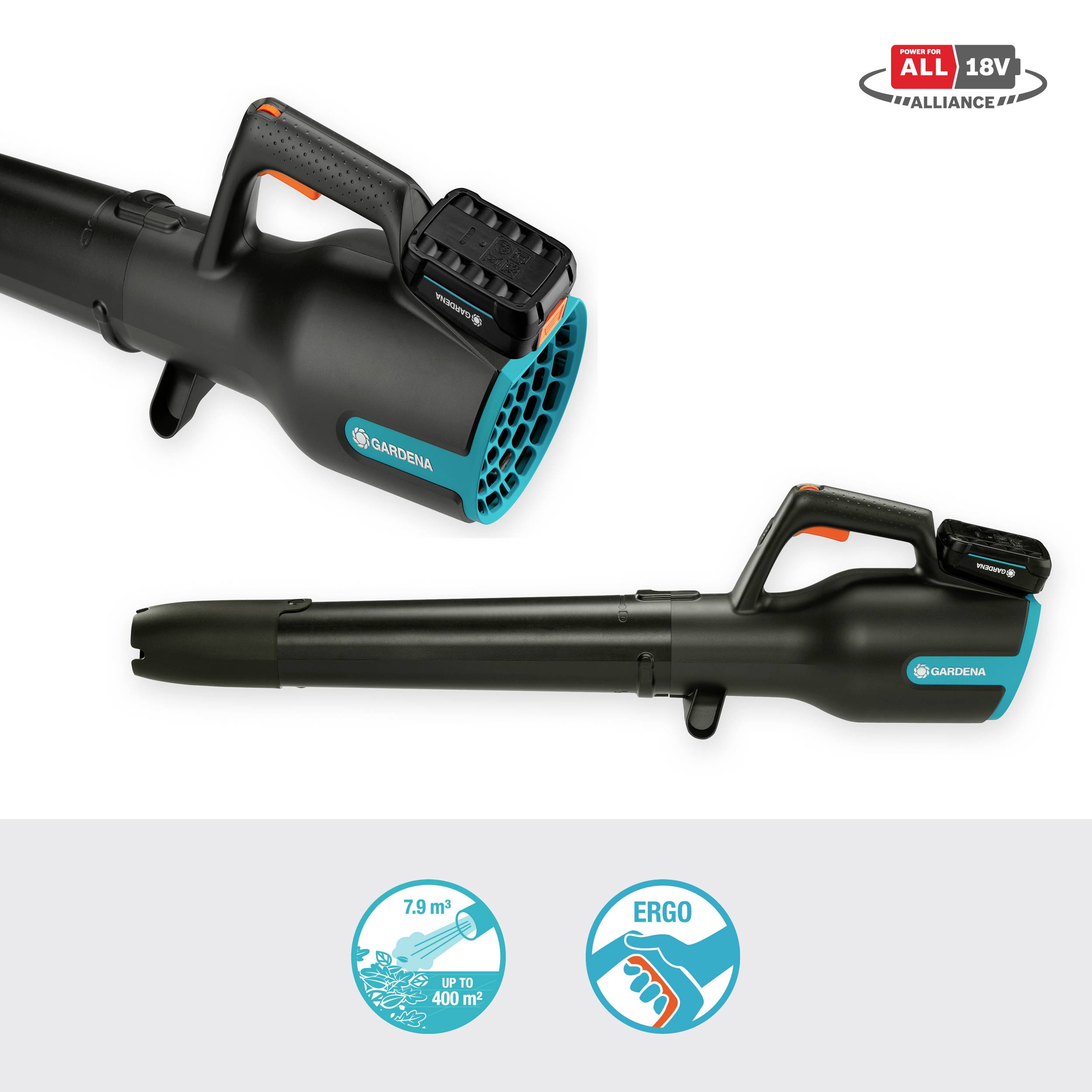 GARDENA 14890-20 PowerJet 18V P4A Ready-To-Use Set akumulatorski razpihovalnik listja vklj. akumulator 18 V-20