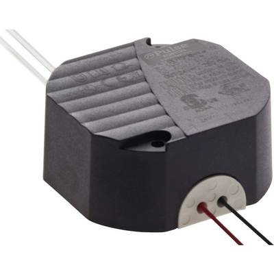Črn elektronski transformator, šesterokotne oblike, s priključki za kable na eni strani.