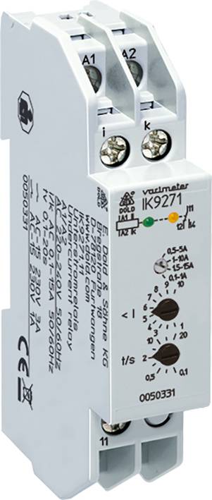 Elektronsko časovno releje v ohišju, z vrtljivim regulatorjem za nastavljanje časovnih intervalov in indikatorji obratovalnih stanj.