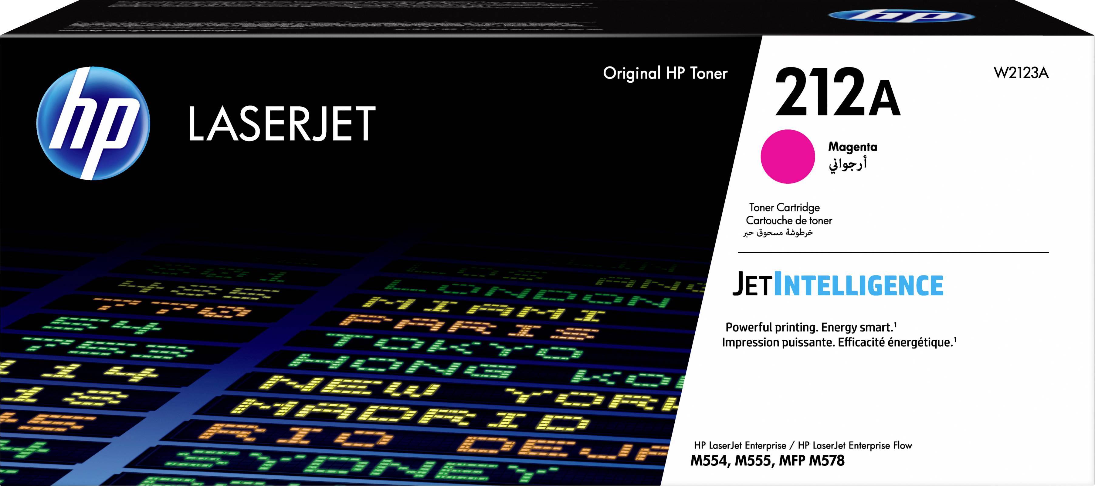 Škatlica tonerja HP LaserJet 212A v magenti. Vsebuje JetIntelligence za energetsko učinkovit tisk. Modeli: M554, M555, MFP M578.