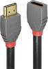 LINDY HDMI podaljšek HDMI-A vtič, HDMI-A vtičnica 0.50 m antracitna, črna, rdeča 36475 4K UHD, pozlačeni konektorji HDMI kabel