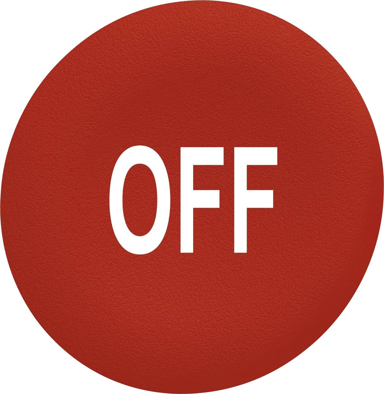 Rdeč krog z belo napisjo 'OFF'.