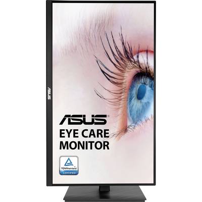 Bližnji posnetek očesa z besedilom 'ASUS Monitor za nego oči' in certifikacijskim pečatom TÜV Rheinland.