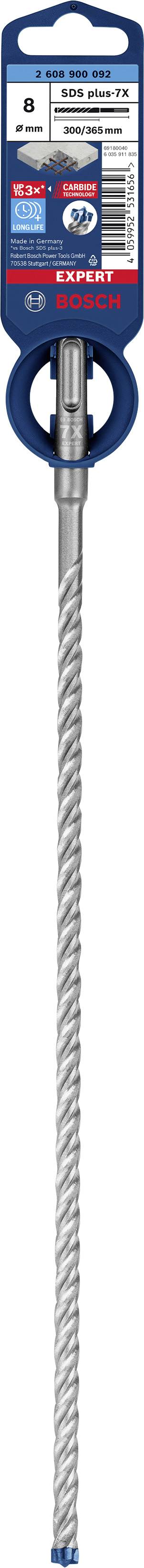 Sveder z modrim ročajem in srebrno spiralno konico. Embalaža prikazuje logotip blagovne znamke in specifikacije izdelka.