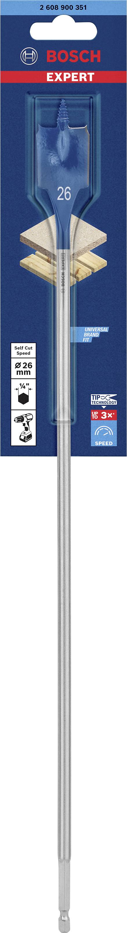 Boschev rezkar z velikostjo 26 mm, primeren za lesna dela. Embalaža prikazuje Boschevo logo in oznako 'Expert'.
