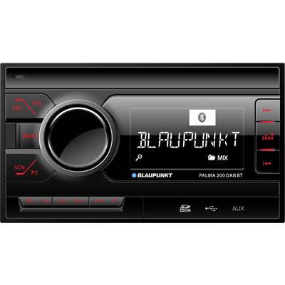 Avtoradio z napisom 'BLAUPUNKT' na zaslonu, tipkami za različne nastavitve ter priključkoma za SD-kartico in AUX.