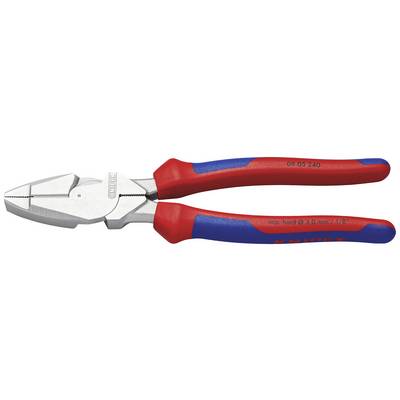 Rdeče-modra kombinirana klešča z napisom 'Knipex' na ročaju in vgravirano serijsko številko.