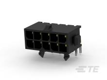 Črn plastični vtič z več priključki in zlatimi kontakti, verjetno za elektronske naprave ali ožičenje.