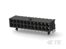 Črn, pravokoten elektronski priključek z več zlatimi kontaktnimi mesti, primeren za tiskana vezja.