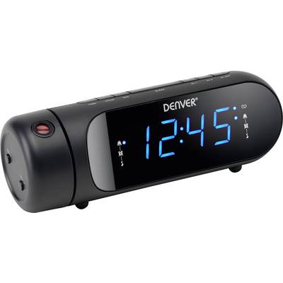 Digitalni budilnik z modro LED-prikazovalnikom kaže '12:45'. Ohišje je črno z gumbi na vrhu in zvočniki ob strani.