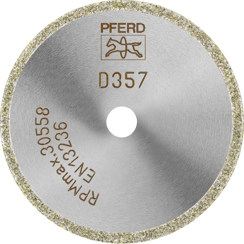 Kovinska žaga z logotipom proizvajalca 'PFERD' in modelno številko 'D357'. Rezilo ima grobo rezalno površino, primerno za natančno rezanje.