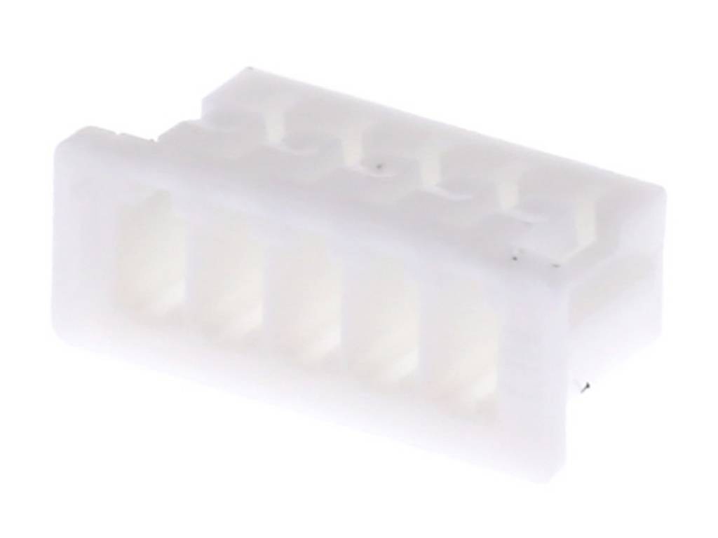 Bel šestpolni ohišje konektorja, ki se uporablja za električne povezave.