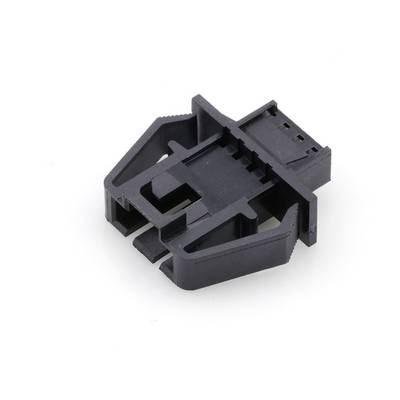 Črna plastična sponka z več vložki, ki se lahko uporablja kot nosilec za kable.