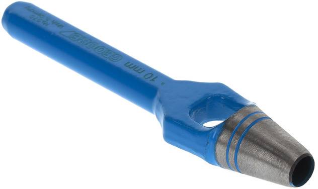 Okrogel kovinski luknjač z modrim ročajem za natančno rezanje 10 mm lukenj.