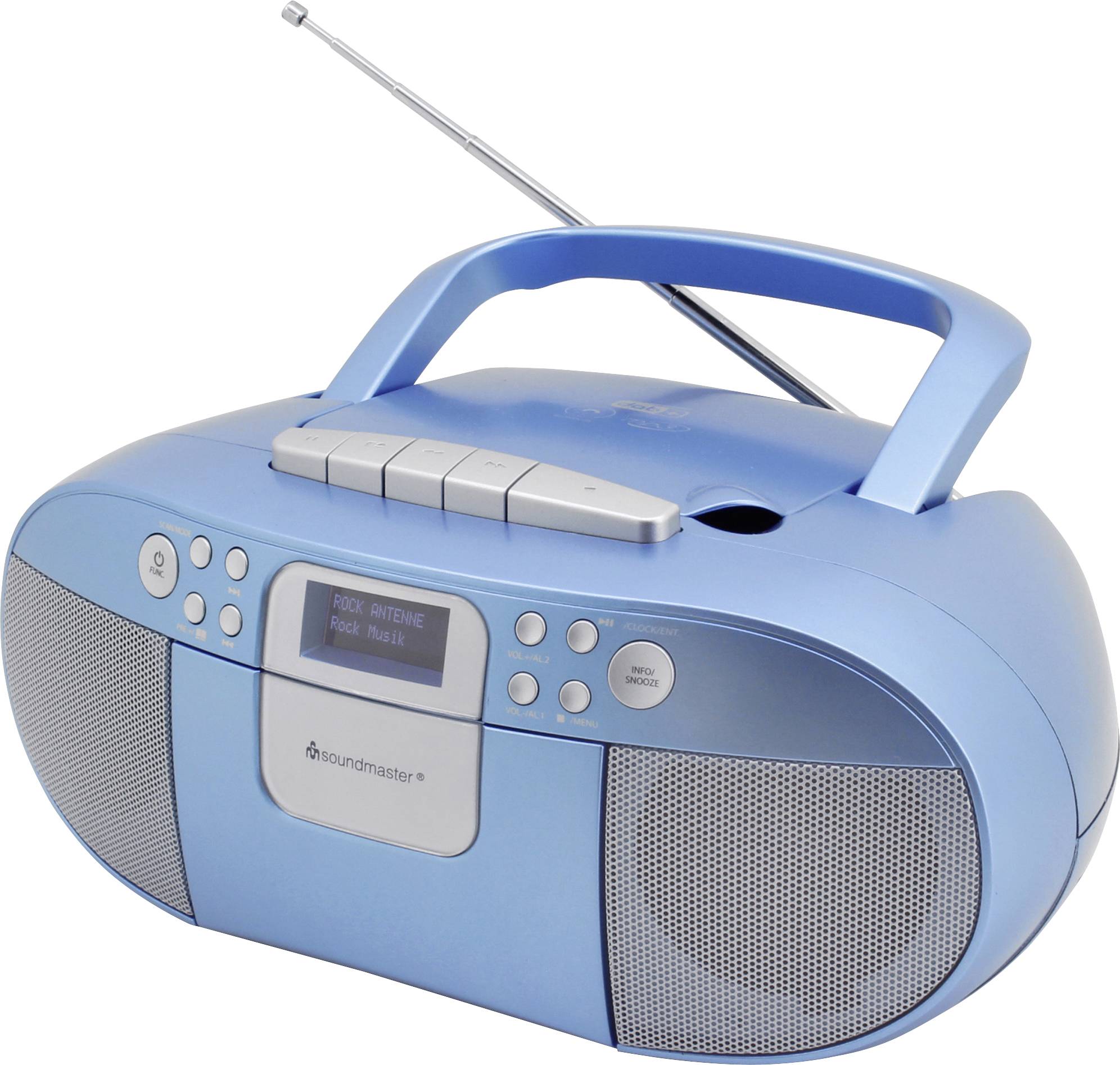 soundmaster SCD7800BL radio s kasetofonom DAB+ (1012), UKW (1014) AUX, CD, kaseta, USB funkcija alarma modra