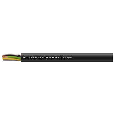 Črno oplaščen kabel z več barvnimi žicami (rjava, zelena, rumena, črna, bela). Besedilo: 'HELUSOUND 450 EXTREME FLEX PVC 04G1.0'.