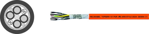 HELU TOPSERV® 121 servo kabel 4 G 25 mm² + 4 x 1.50 mm² oranžna 75979 100 m