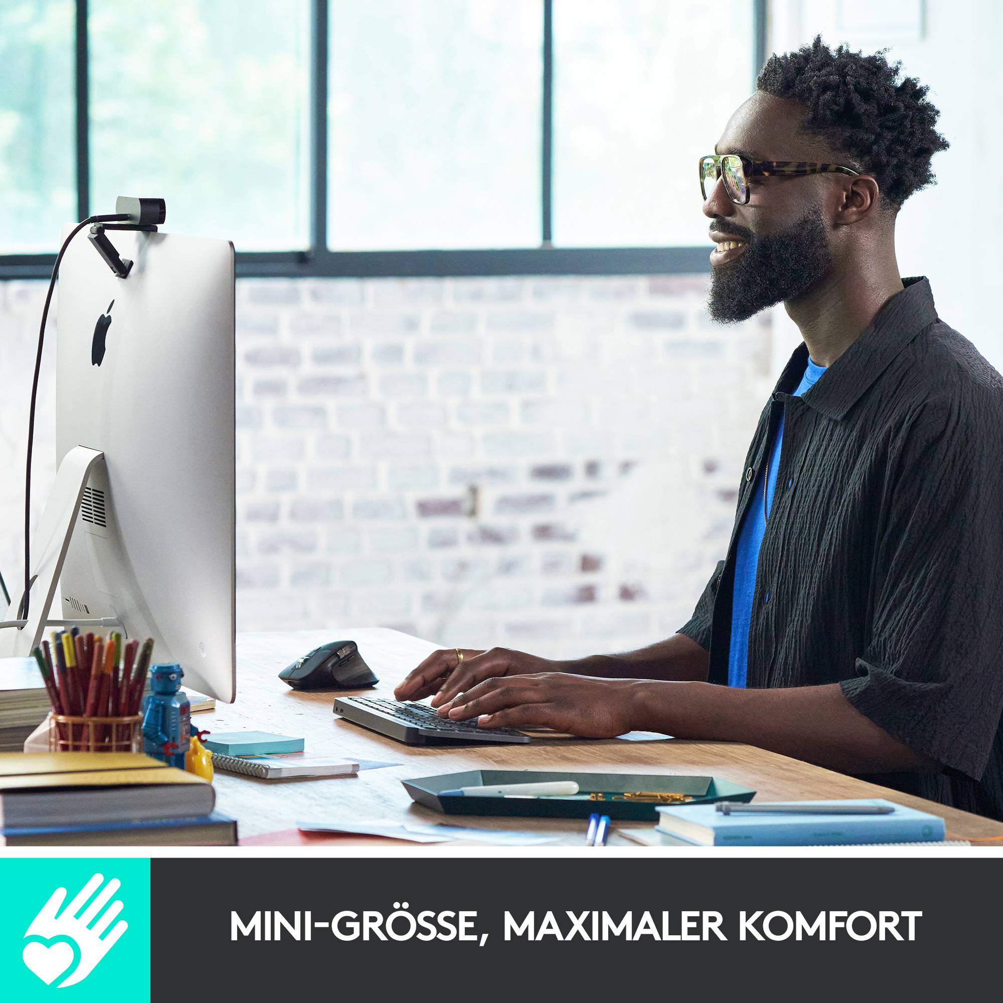 Logitech MX Keys Mini Bluetooth® tipkovnica nemčija, qwertz grafitna osvetljen, tihe tipke, funkcija povezovanja več nap-2