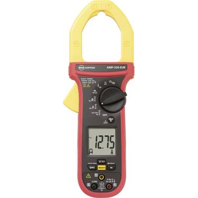 Digitalne klešče multimeter z velikim zaslonom, ki prikazuje 12,75 A. Primeren za merjenje toka, napetosti in upora.